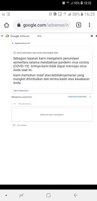 Penundaan review situs karena Covid 19