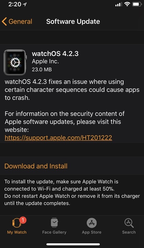 watchOS 4.2.3 Features Changelog watchOS 4.2.3 Features Changelog