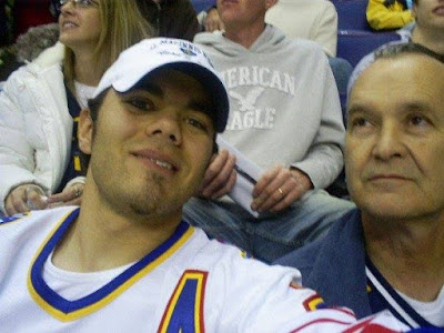 My dad and I at a Blues game