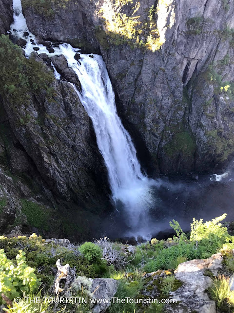 View of Vøringsfossen waterfall from the viewing platform at the Fossli Hotel in Norwayl