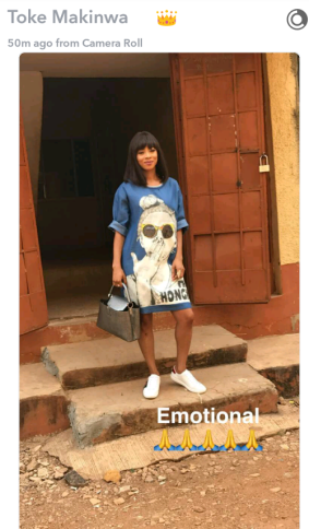 1 Toke Makinwa visits her childhood home where she lost her parents in house fire