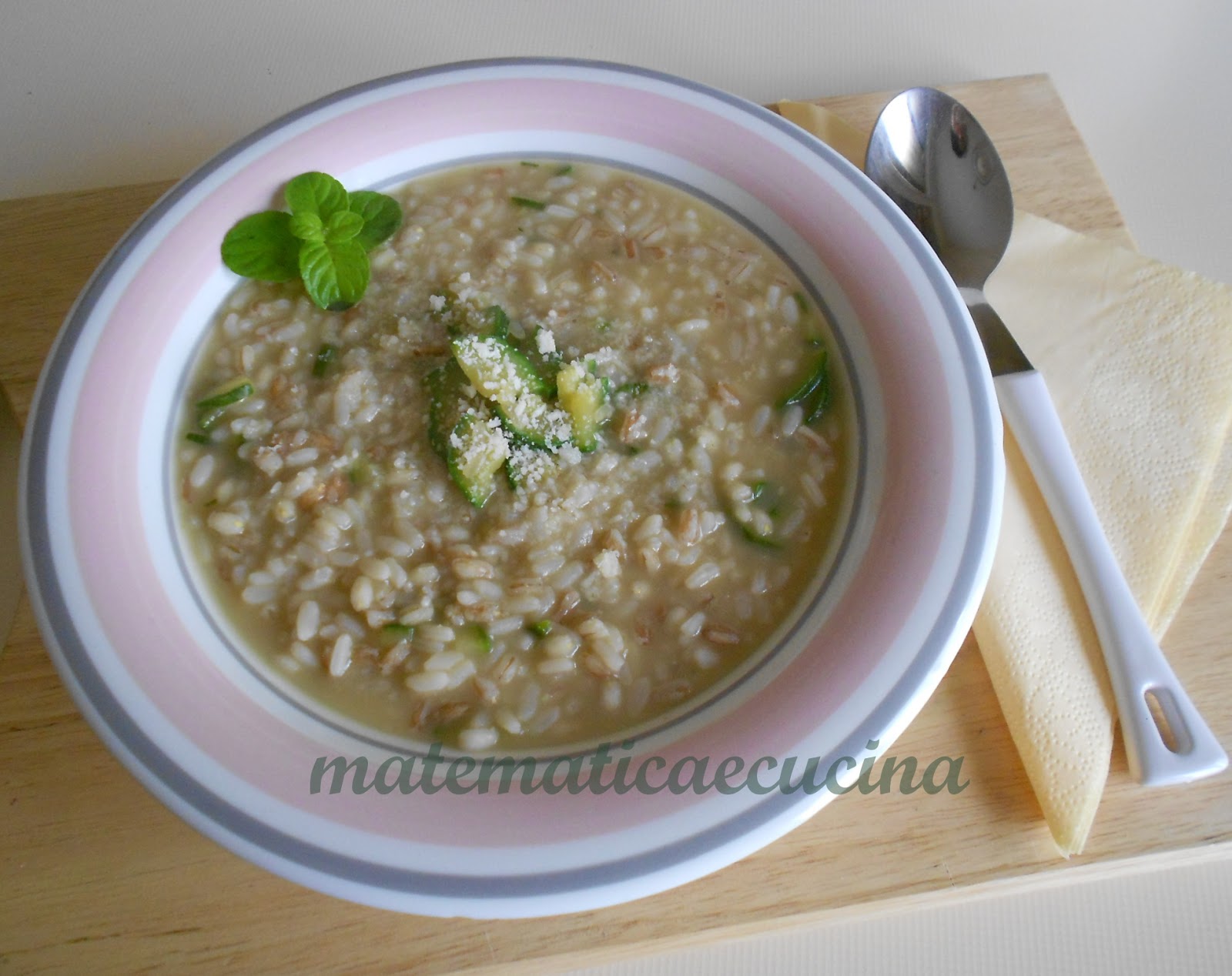 mtematicaecucina Risotto con Riso, Farro, Orzo e Zucchine