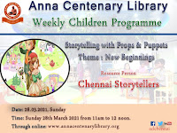 Weekly Children Program - "Storytelling with Props & Puppets , Theme: New Beginnings" on 28/03/2021
