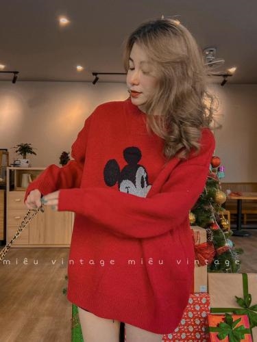 Áo Sweater mickey đỏ gam màu chuẩn