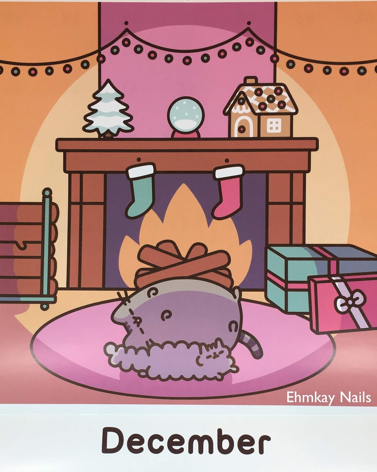 ehmkay nails Pusheen Calendar Series Pusheen By the Fire