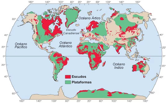 Distribución de los Cratones en el mundo