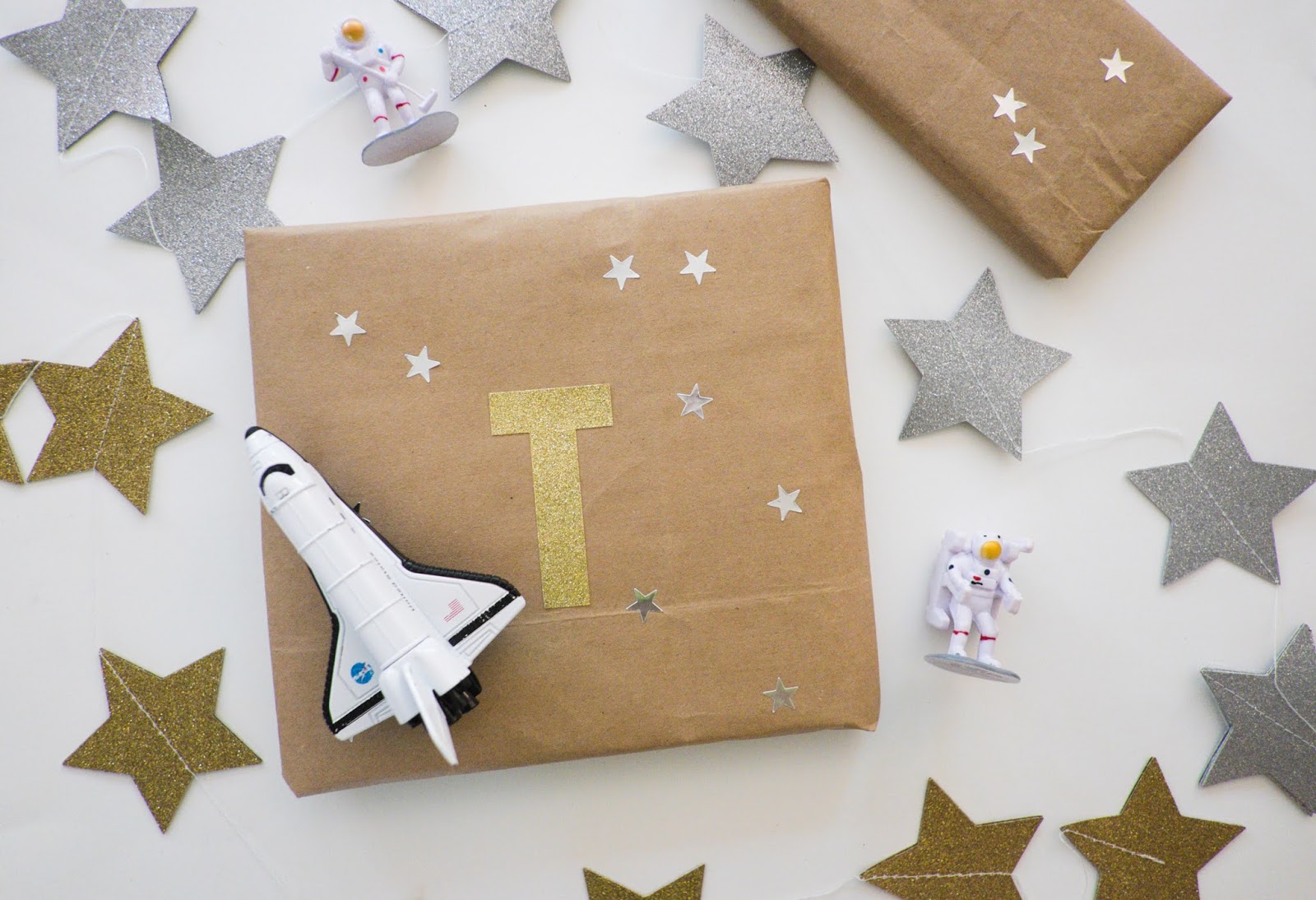 Domestic Fashionista Space Themed Gift Wrap Using Paper Bags
