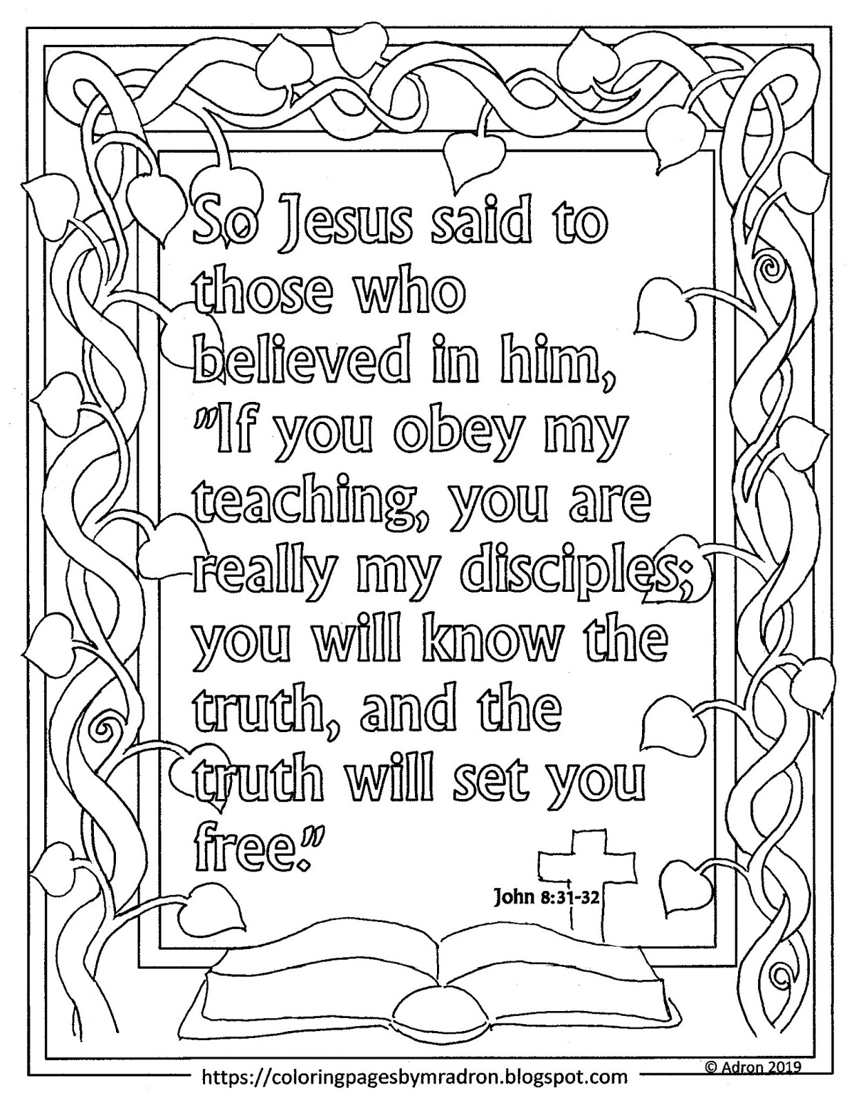 Coloring Pages for Kids by Mr. Adron: Free John 8:32, Print and Color ...