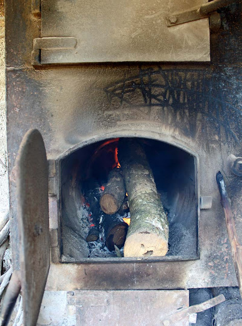 inside of a large wood burning stove