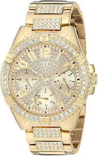 GUESS Gold-Tone Stainless Steel Crystal Watch
