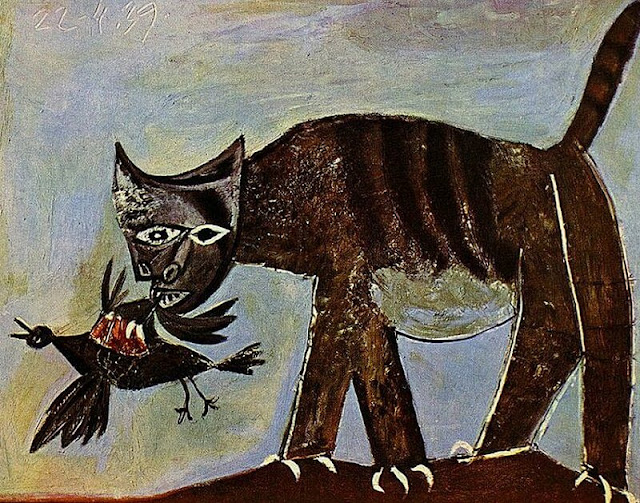 Cat Catching a Bird by Pablo Picasso