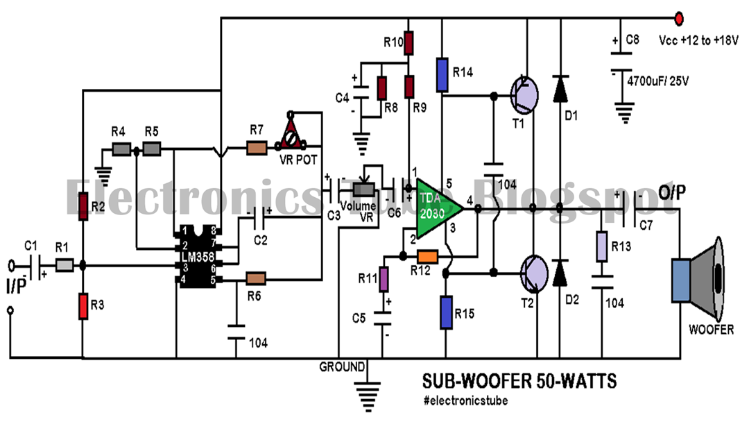 Homemade 4.1 Amplifier Circuit Diagram using TDA2030 / LM358/ MJE3055 ...
