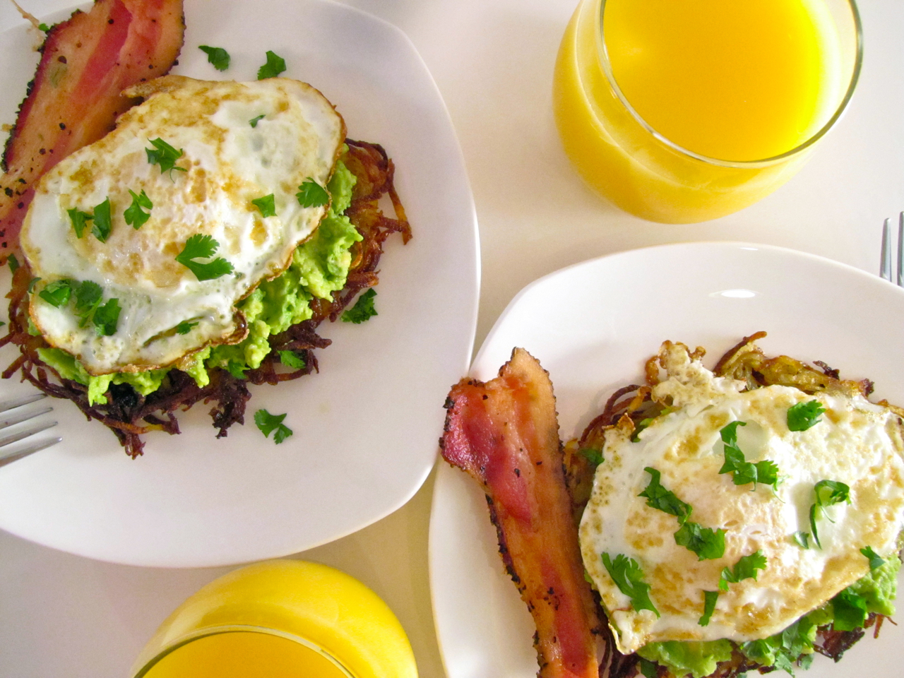 ChowGals Potato Pancakes with Avocado Mash and Eggs