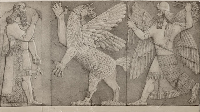 Нинурта, поражающий Анзуда. Ассирийский барельеф из Ниневии Источник изображения Layard, A.H. A second series of the monuments of Nineveh. — L.: John Murray, 1853 (960) 