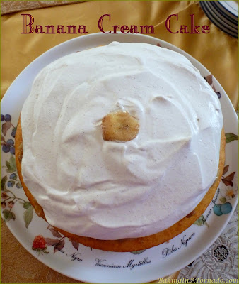 Banana Cream Cake is inspired by the classic pie. Banana, cinnamon and whipped cream adds the flavor, macadamias add the crunch | Recipe developed by www.BakingInATornado.com | #recipe #cake