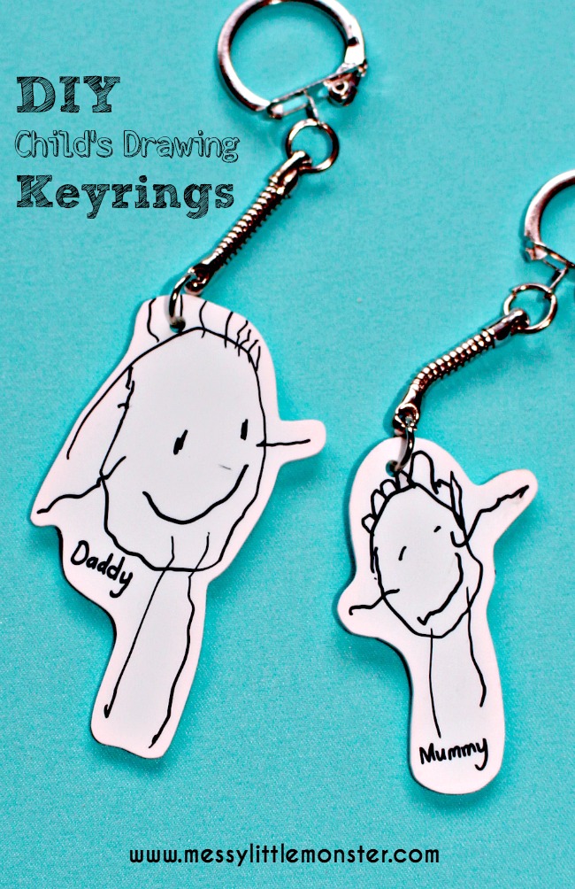 Shrinky Dinks Keyring using a child's first drawings.  A simple keepsake/ kid made gift.  Great for toddlers/ preschoolers. 