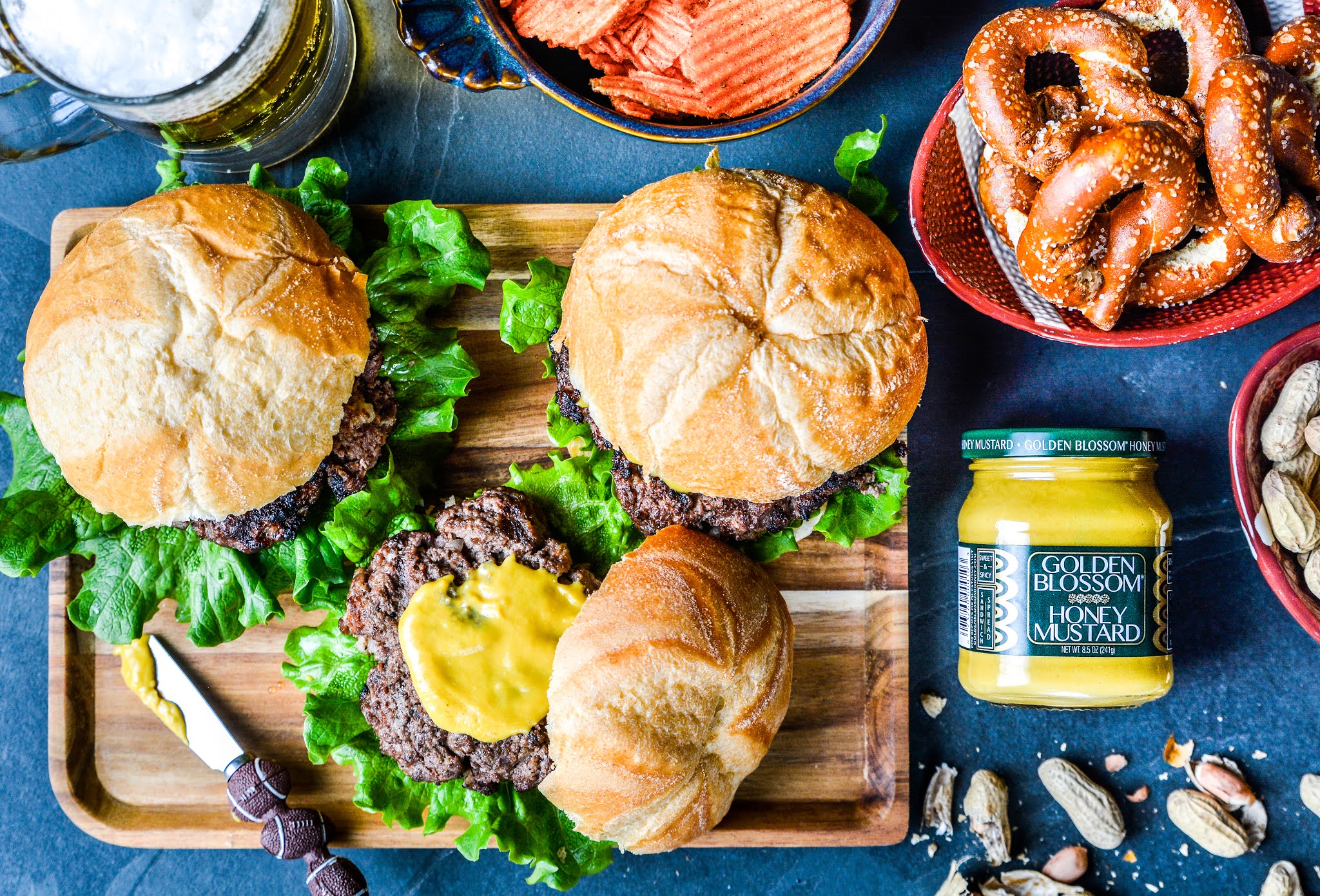 Theresa's Mixed Nuts Honey Mustard Burgers