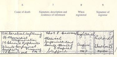 Death registration for Jack Mossop - part 2 Death registration for Jack Mossop - part 2