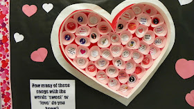 Valentine's Day bulletin board for any classroom.  Use cupcake papers to make a giant, heart-shaped "candy" box.