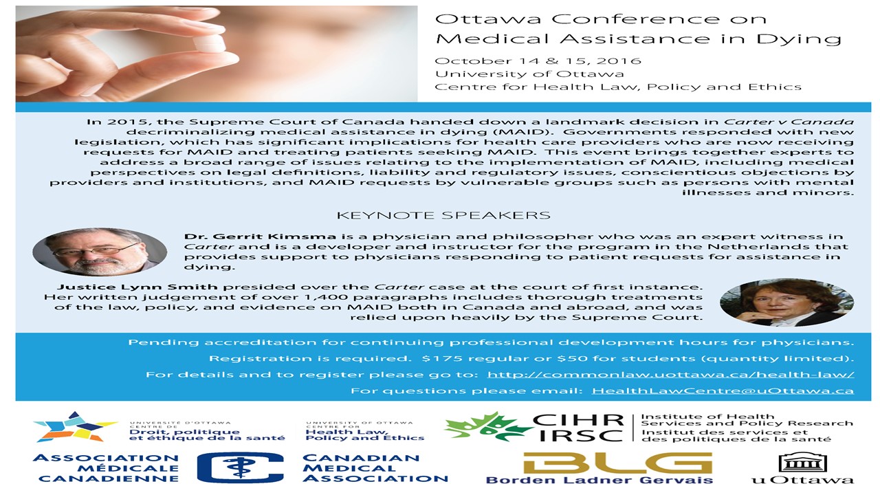 Ottawa Conference On Medical Assistance In Dying Bioethics Net