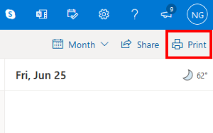 imprimir calendario en Outlook web