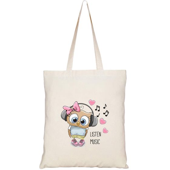 TÚI VẢI TOTE CANVAS IN HÌNH CUTE CARTOON OWL GIRL HEADPHONES HT516 – HTFASHION