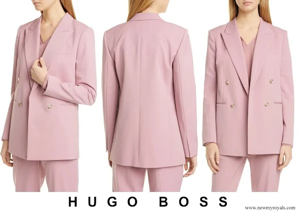 Queen Letizia wore Hugo Boss Jericoa Stretch Wool Double Breasted Blazer