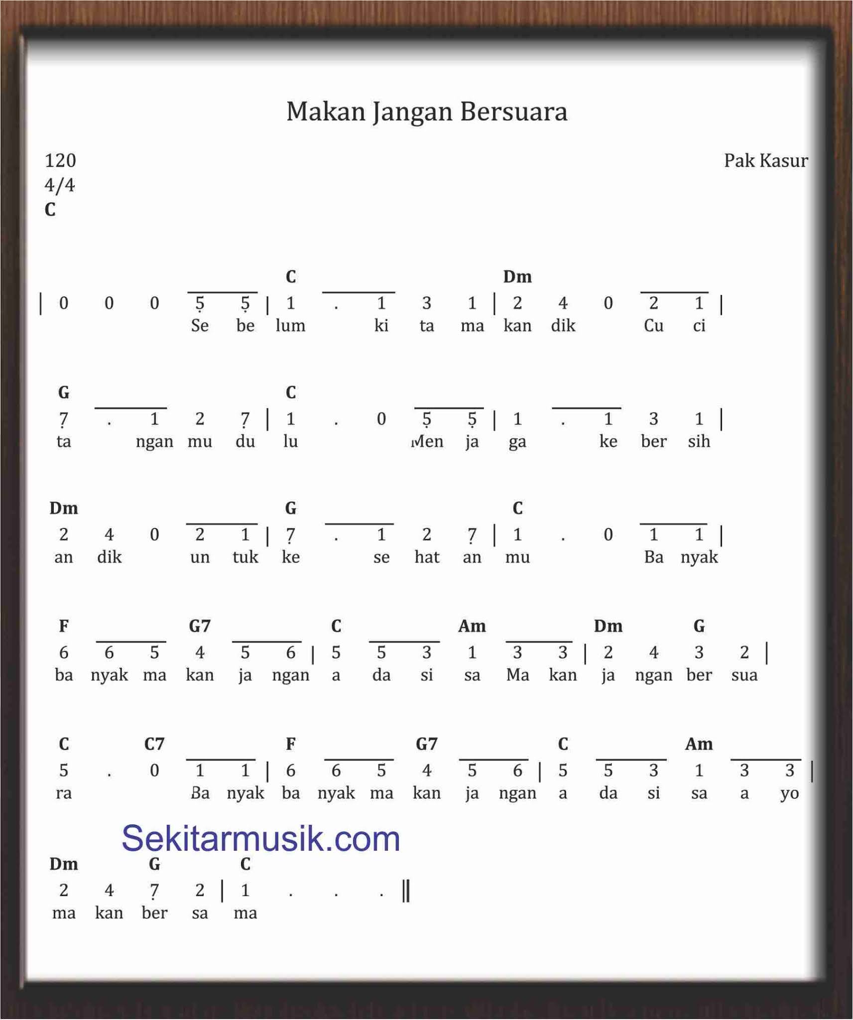 Not Angka Makan Jangan Bersuara Sekitar Musik