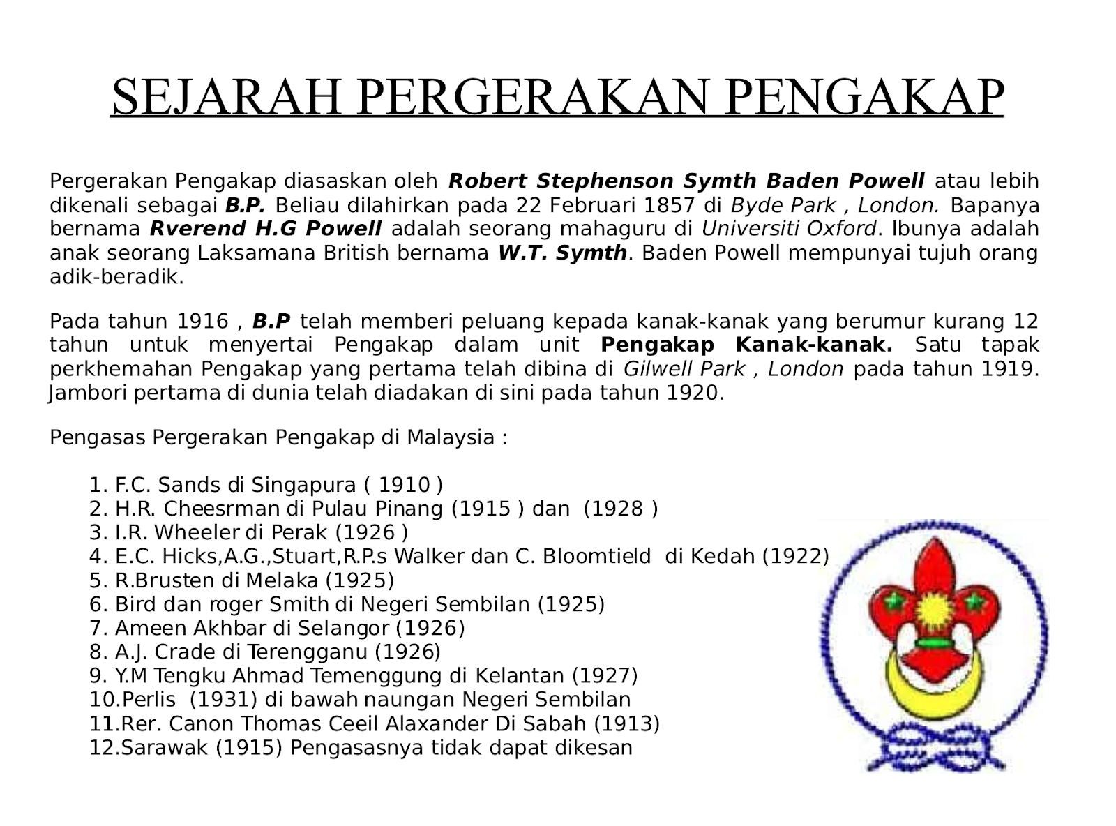 Malaysia sejarah pengakap Sejarah Pengakap