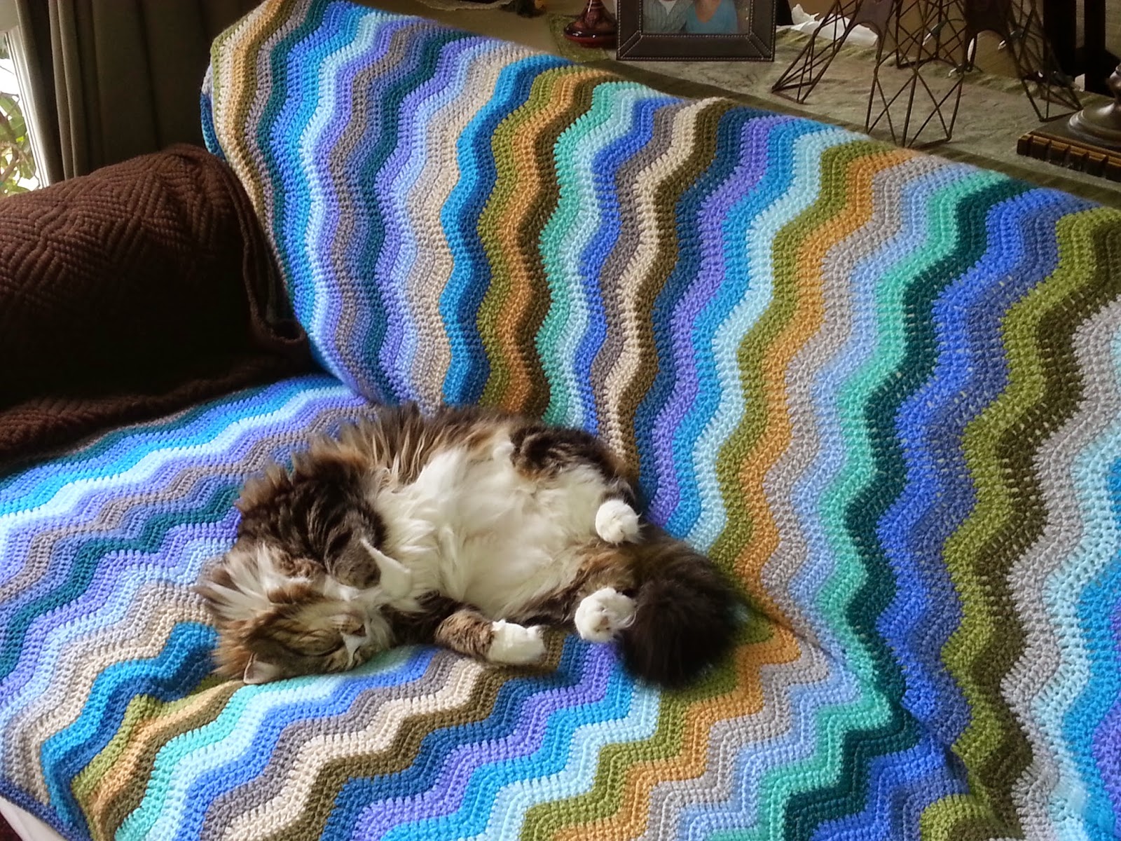 Lilly My Cat: Crochet Rolled Edging on Attic 24 Coast Blanket!