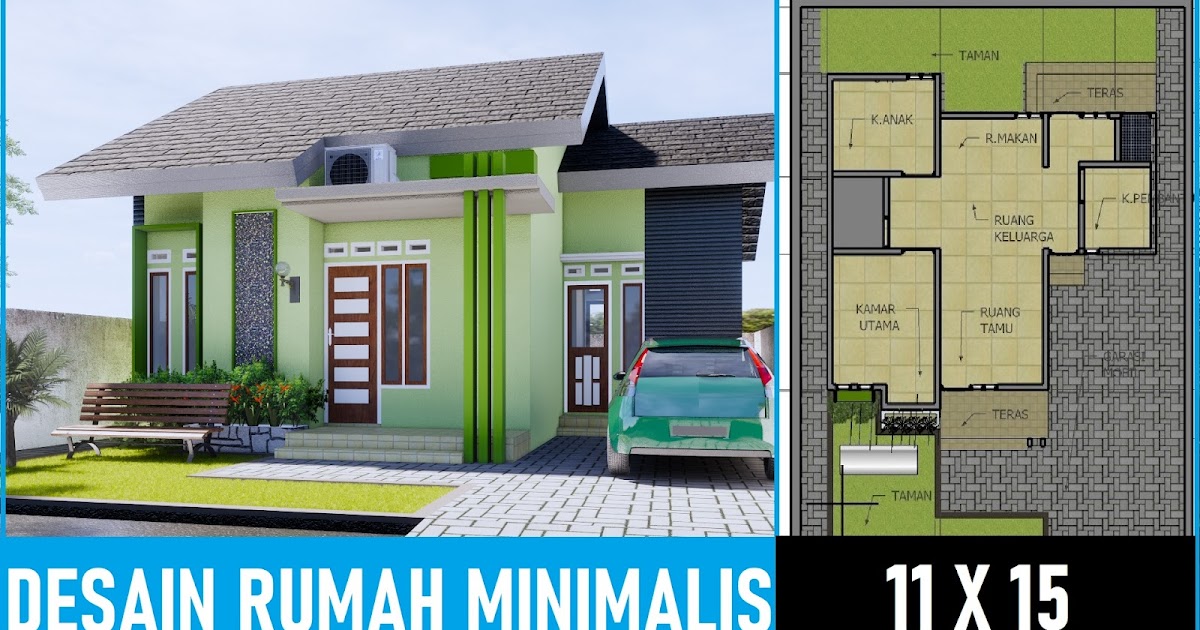 Desain Rumah  Minimalis 11x15 Hijau bolu Pandan DESAIN 