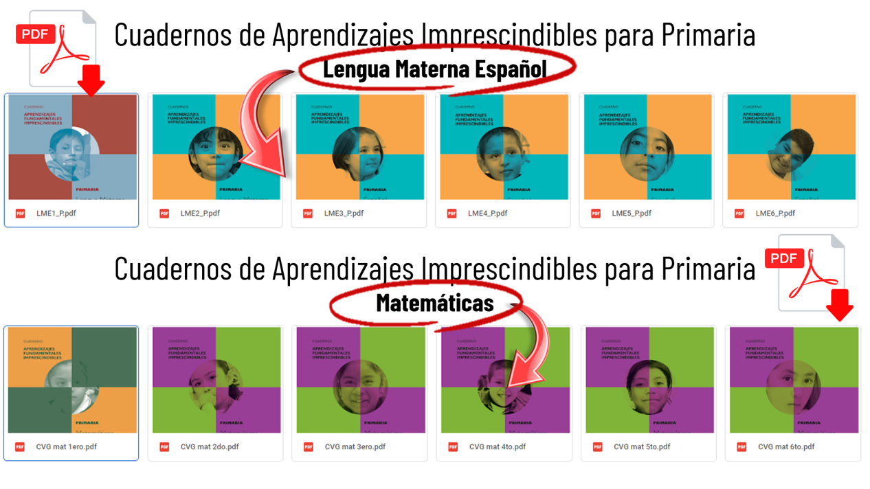 Cuadernos de Aprendizajes Fundamentales para primaria en Español y Matemáticas