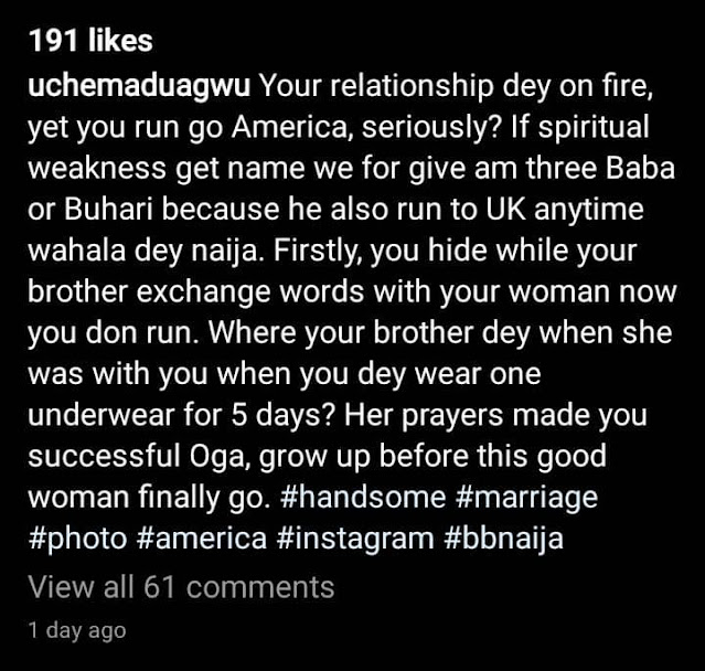 You are Buhari- Uche Maduagwu slams 2face for travelling to US over his marriage crises