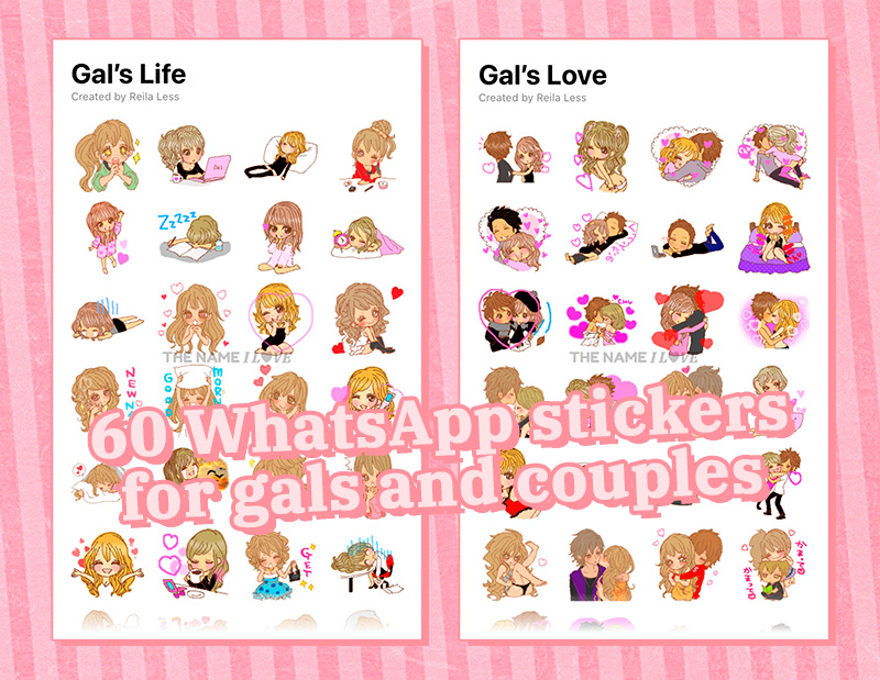 Koreaans Samengroeiing verkoopplan 60 Gyaru WhatsApp stickers for gals and couples ♡ | The Name I Love