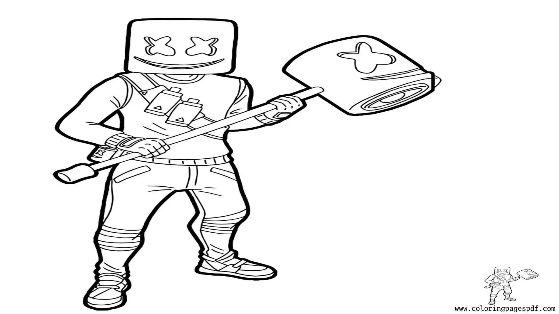 Coloring Page Of Fortnite Marshmello Skin