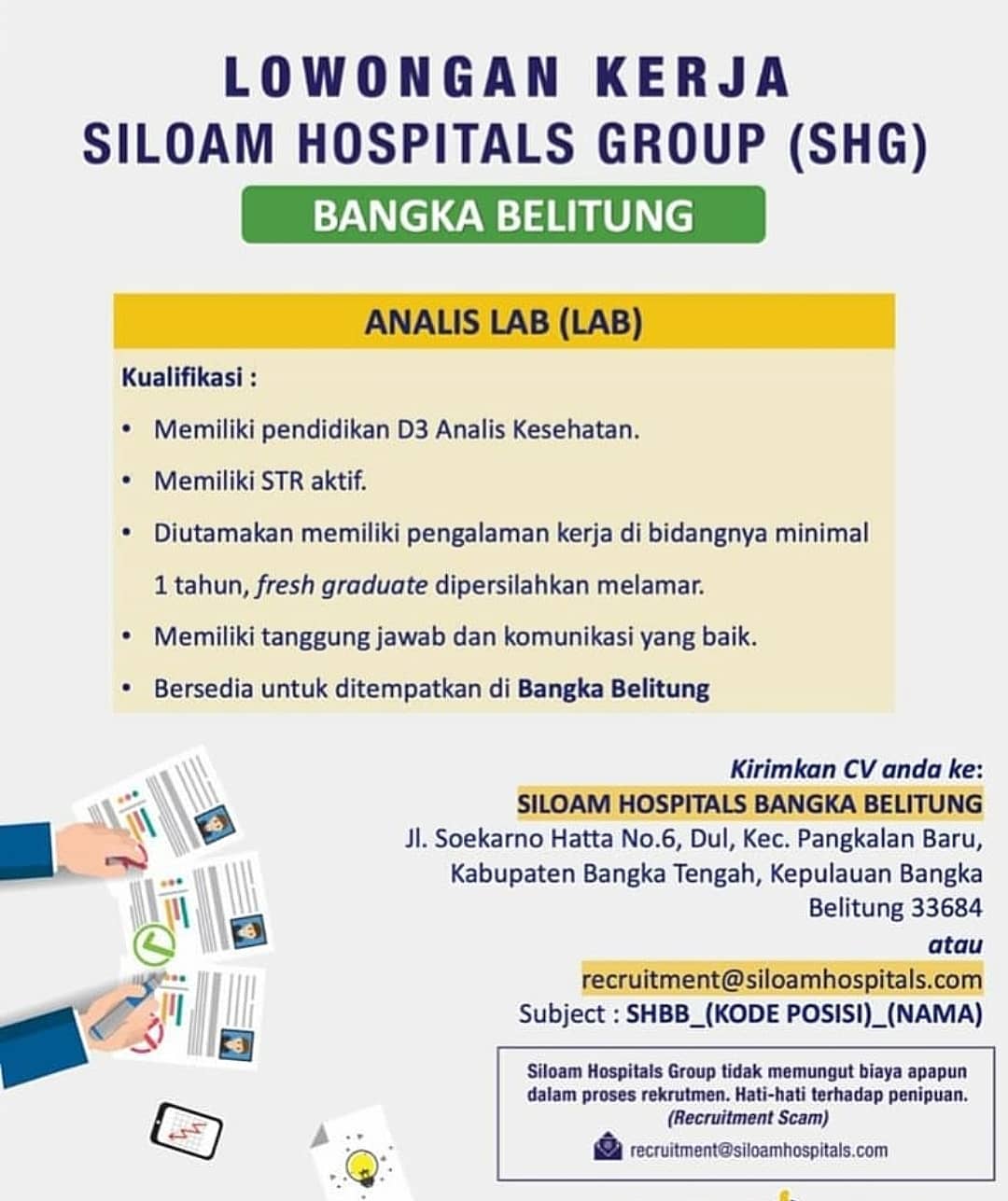 Lowongan Kerja ATLM di Siloam Hospital Bangka Belitung