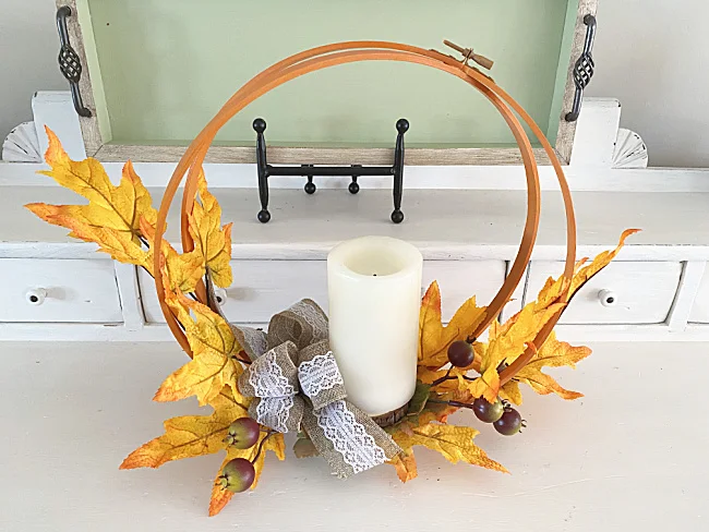 fall centerpiece with tray