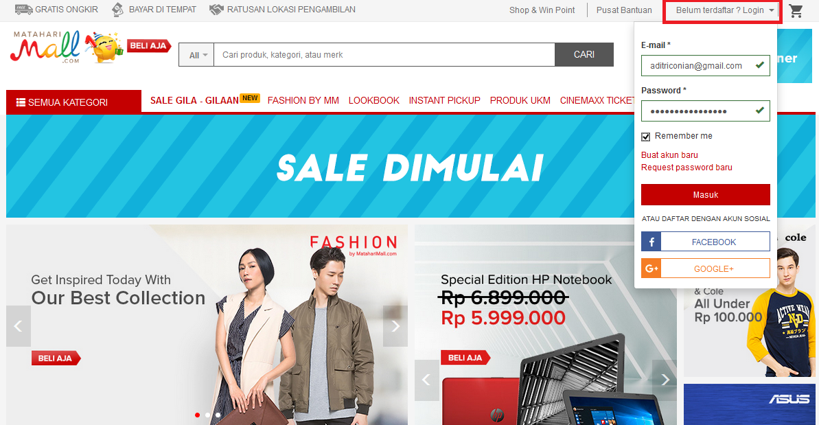 Cara Belanja Online Membeli Barang Di Mataharimall Com Aditya Web Com