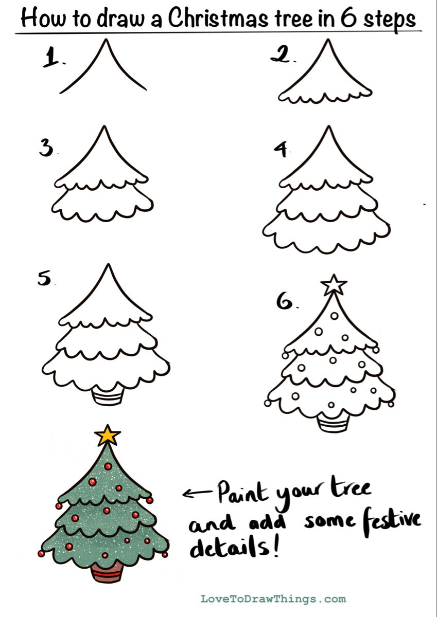 Cómo dibujar un Arbol de Navidad Paso a Paso y fácil 