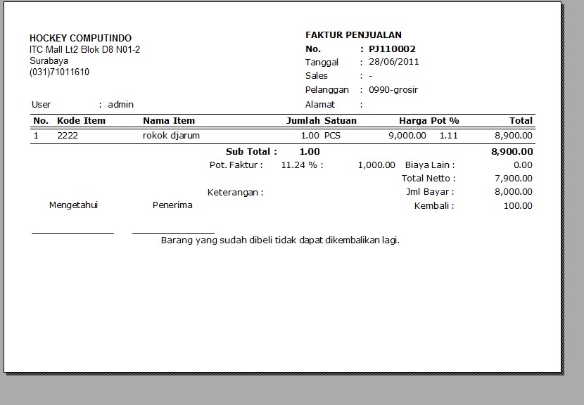 Contoh Faktur Barang Terbaru - Jawat Kosong