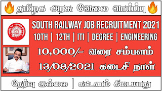 Tamilnadu Railway Recruitment 2021 | Tamilnadu Government Recruitment