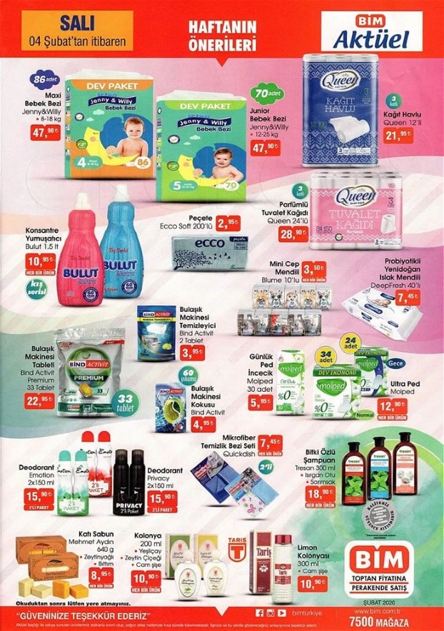 4 ŞUBAT 2020 BİM AKTÜEL ÜRÜNLER KATALOĞU