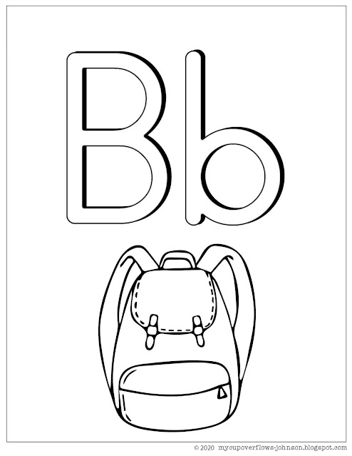 B is for backpack coloring page