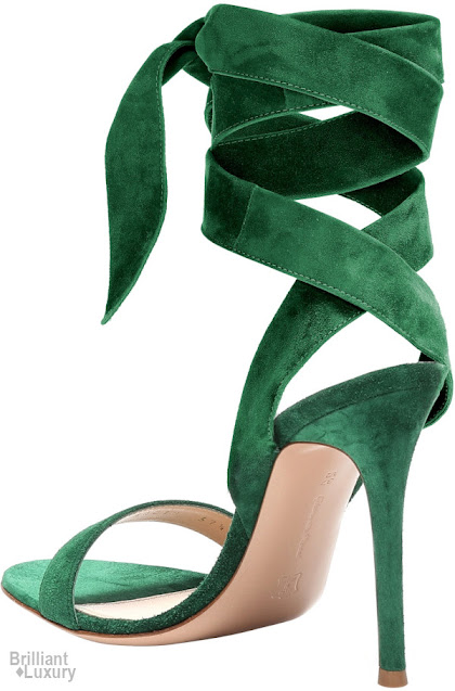 ♦Gianvito Rossi Aluna green suede sandals #pantone #shoes #green #brilliantluxury