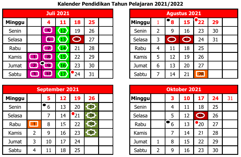 Kalender Pendidikan Provinsi Bali Tahun Pelajaran 2021