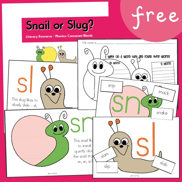FREE Phonics Packet Snail or Slug From the Pond