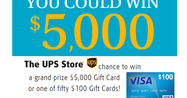 100 Visa Gift Card Giveaway from UPS Store. Grand Prize