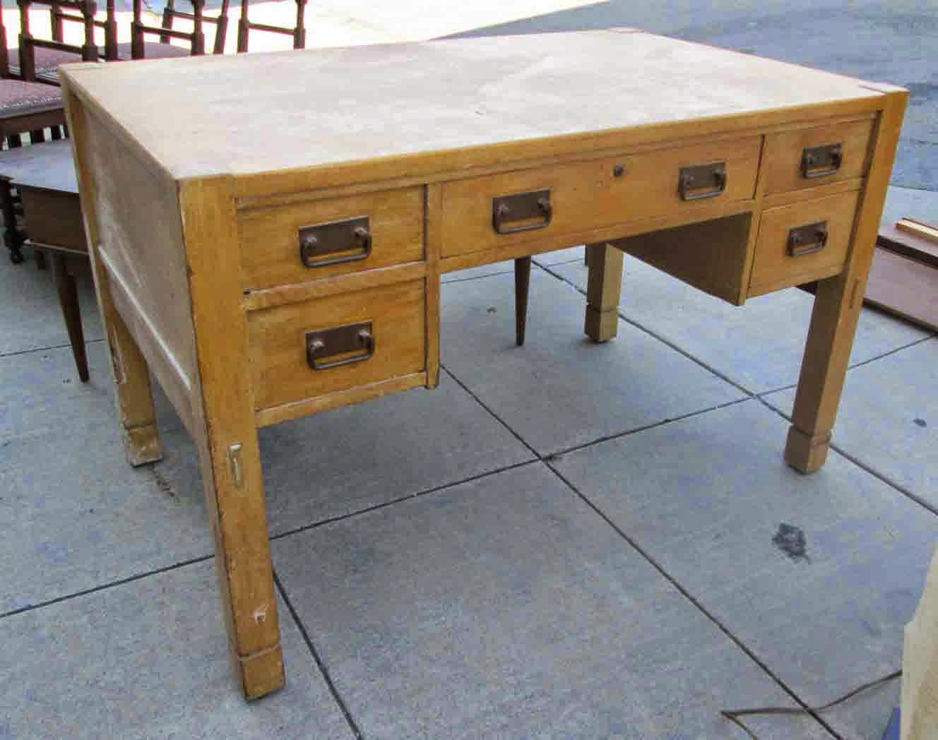UHURU FURNITURE & COLLECTIBLES SOLD Antique Wood Desk Mission Style 95