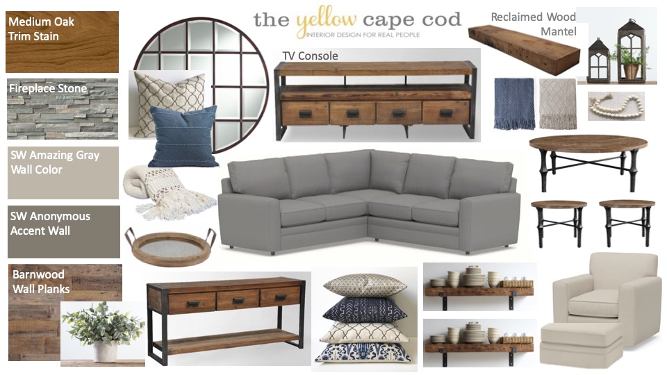 The Yellow Cape Cod Reclaimed Wood and Stone Warms Up a Lower Level