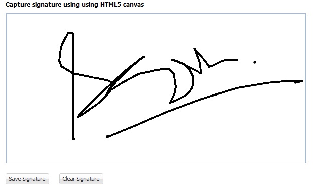 Capture signature using HTML5 canvas, ExtJs 4 and Java Servlet
